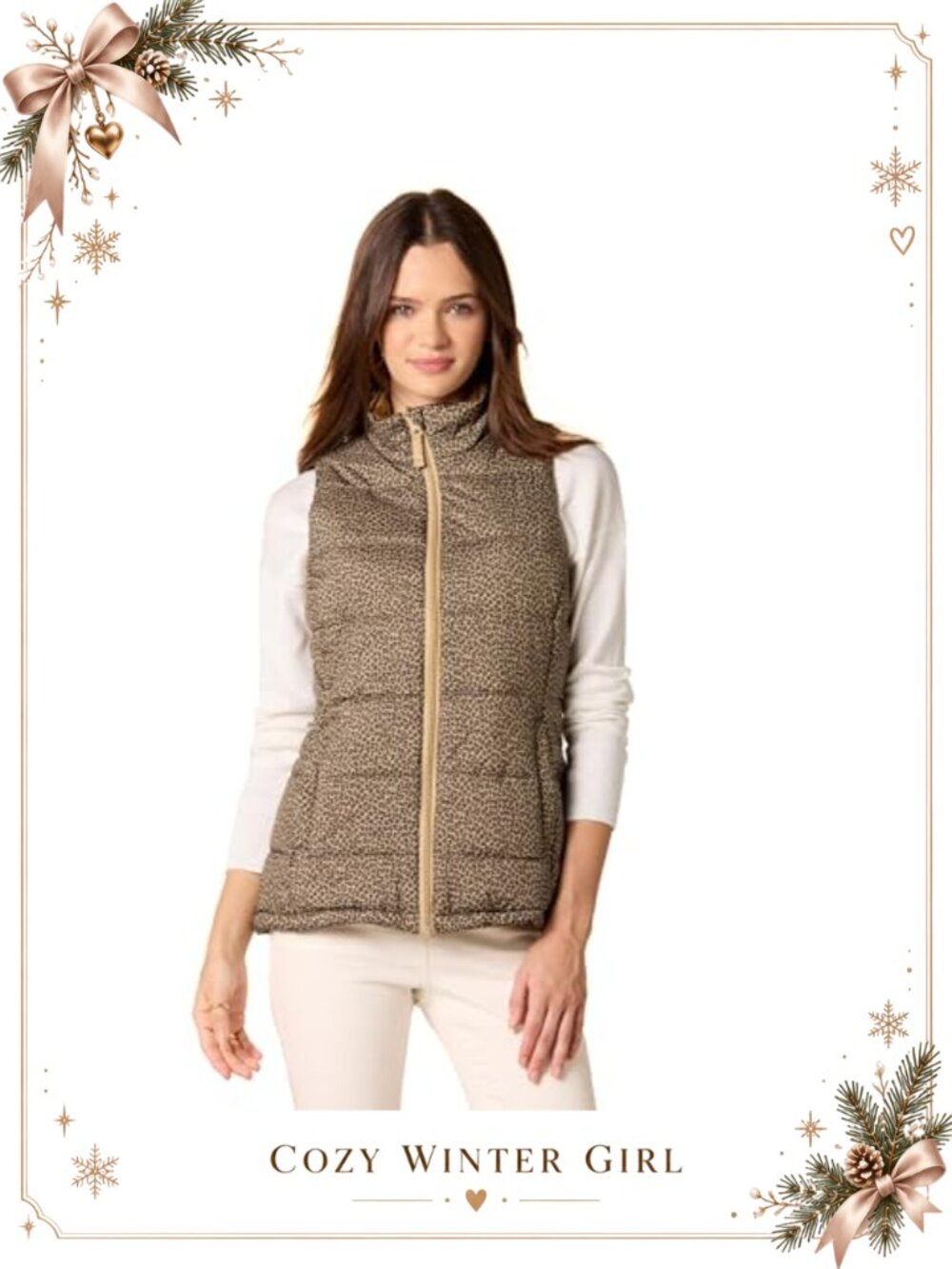 Women's Mid-Weight Quilted Puffer Vest Nylon Water-Resistant Zip Pockets